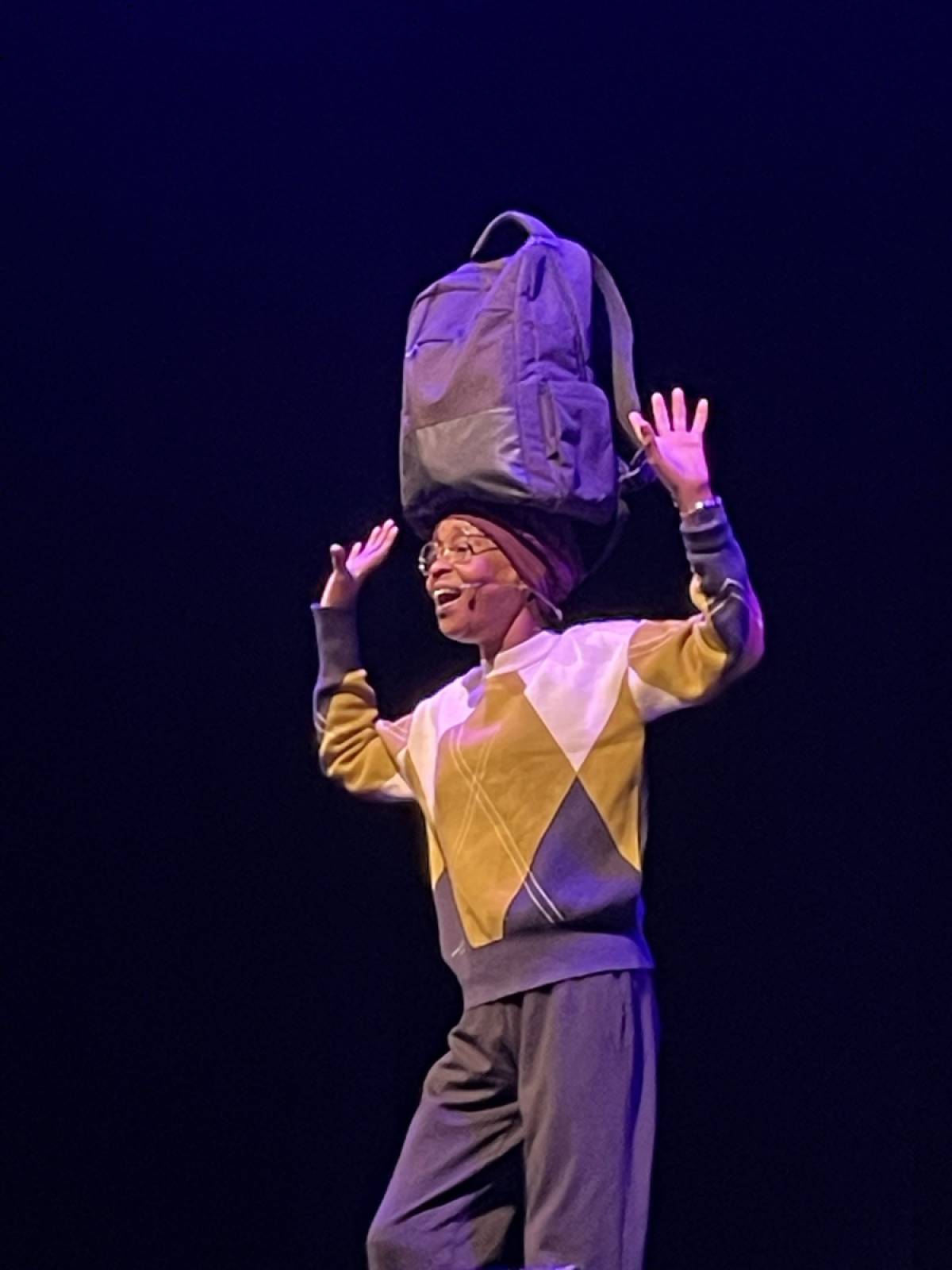 Valerie Bloom performing on stage during The Children's Bookshow