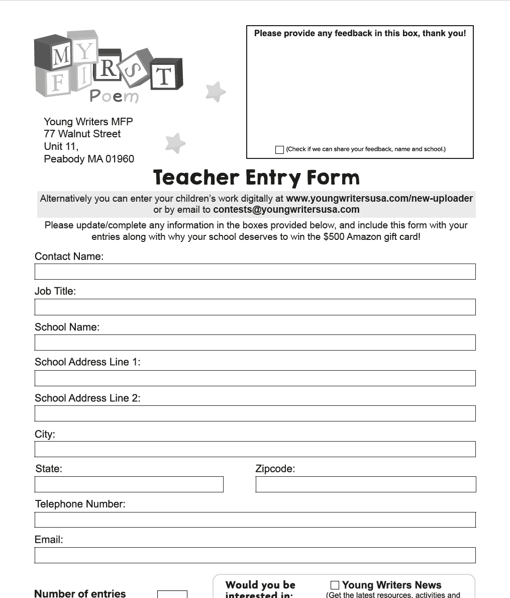 Teacher Entry Form Thumbnail