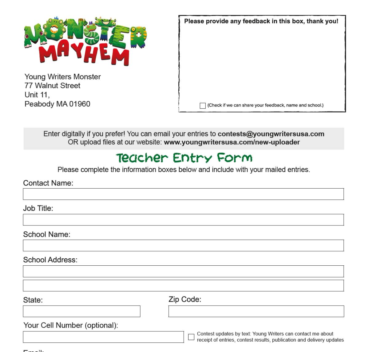 Teacher Entry Form Thumbnail