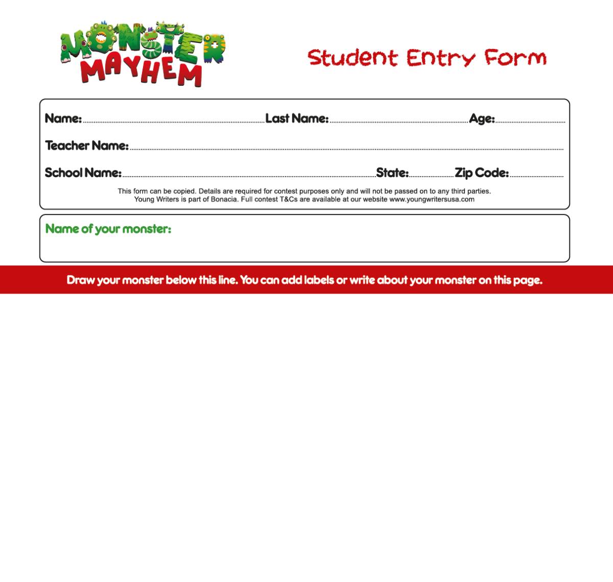 Student Entry Form Thumbnail