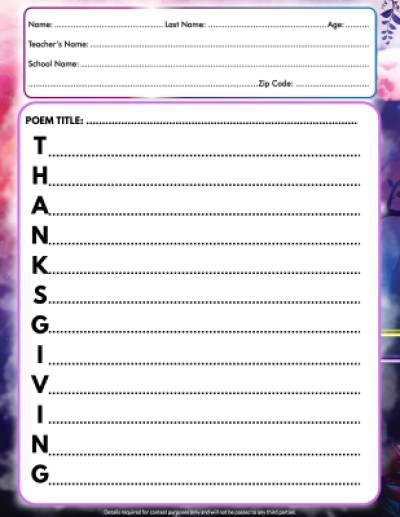 Thanksgiving Acrostic Template Thumbnail