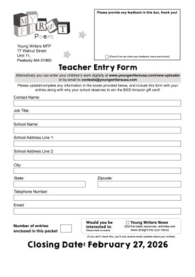 Teacher Entry Form Thumbnail